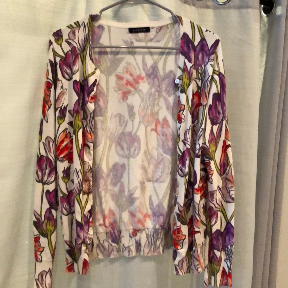 Lands End Floral Cardigan